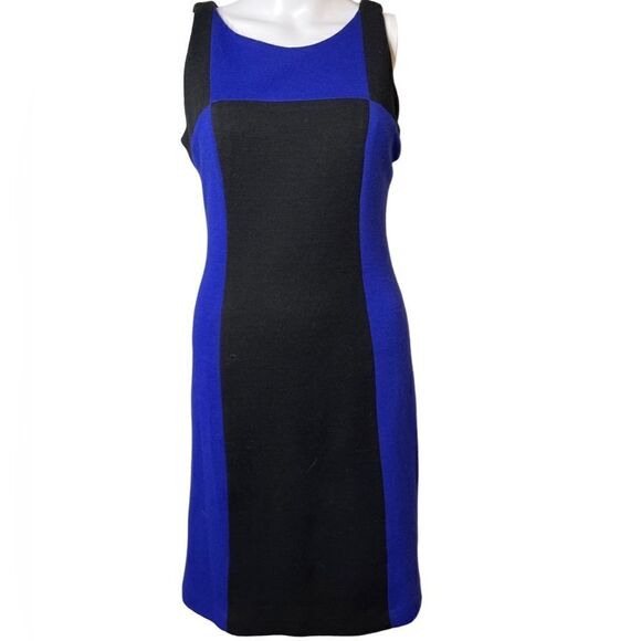 Milly Colorblock Sleevless Wool Shift Dress Blue and Black Size Small - Picture 3 of 4